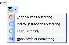 how to keep source formatting in word