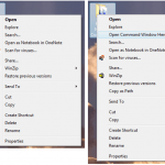 Reveal & Access to Windows Hidden Right Click Contextual Menu: Open Command Prompt Here & Copy as Path