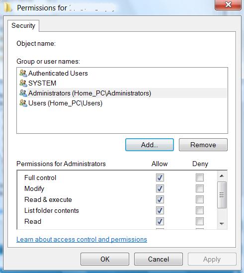 Program To Allow Permissions In Windows Vista