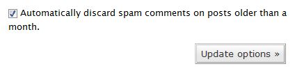 Akismet automatically discard spam option
