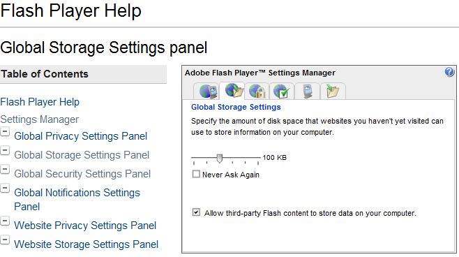 flash player security settings