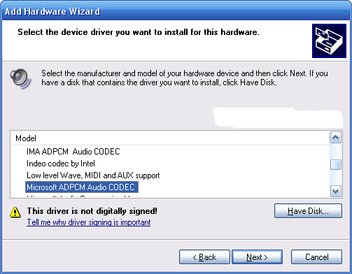 microsoft audio driver for xp