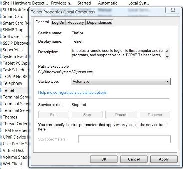 enable telnet server 2012