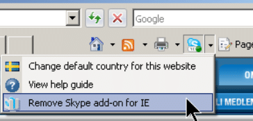Uninstall Skype Add-on for IE
