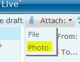 Attach Photo in Windows Live Hotmail
