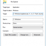 How Change Windows Explorer / File Explorer to Open Specific Target Folder