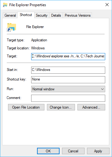Open Windows File Folder at Different Specific Target Folder