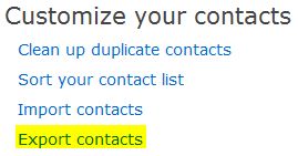 Hotmail Export Contacts