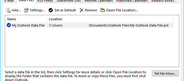 Outlook Data Files