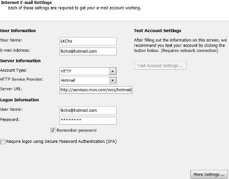 setting up hotmail in outlook 2011 for mac