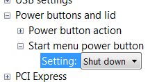 Vista Start Menu Power Button Setting