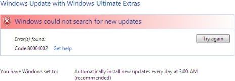 Windows Update 80004002 Error