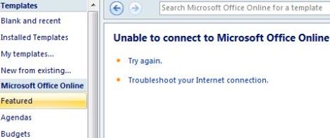 Unable to Connect to Microsoft Office Online for Office 2007 Templates -  Tech Journey