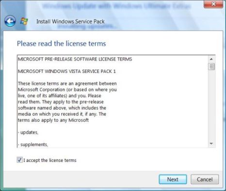 Windows Vista SP1 License Terms