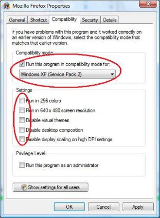 how to use compatibility mode in windows vista