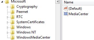 Registrierungseinstellung zum Deaktivieren von Windows Medic Center (MCE)