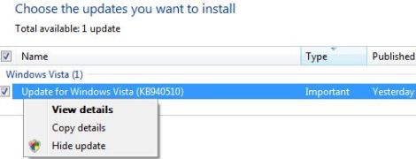 KB940510 in Windows Update