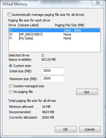 czy mogę po prostu usunąć pagefile.sys w samochodach Windows 2003