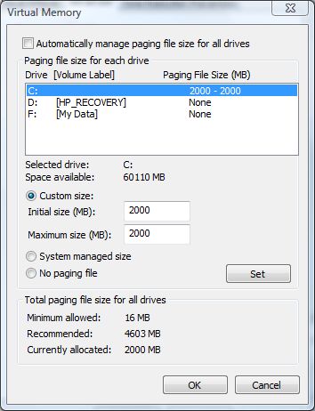 changing virtual memory drive