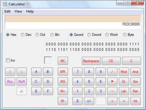 Programmer Mode of Calculator