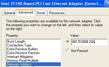 Change MAC Address of Network Adapter