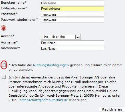 ComputerBild.de Account Registration