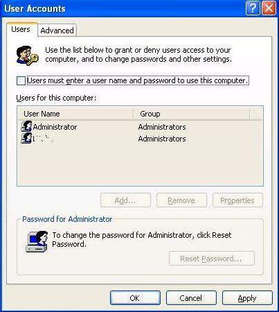 Enable Automatic Login in Windows XP