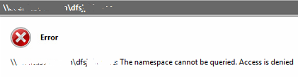 The Namespace cannot be queried. Access is denied.