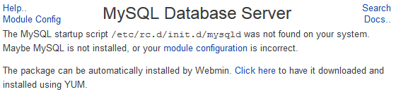 Webmin MySQL Startup Script Not Found