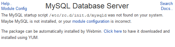 install mysql database server webmin