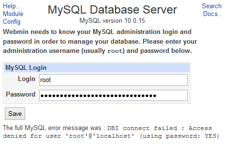 Update MySQL Administration User Credentials
