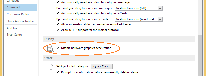 Disable Hardware Graphics Acceleration in Office
