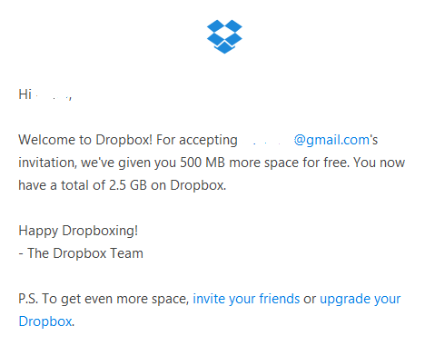 dropbox free space limit