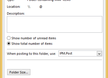 Outlook Shows Total Number of Mail Items