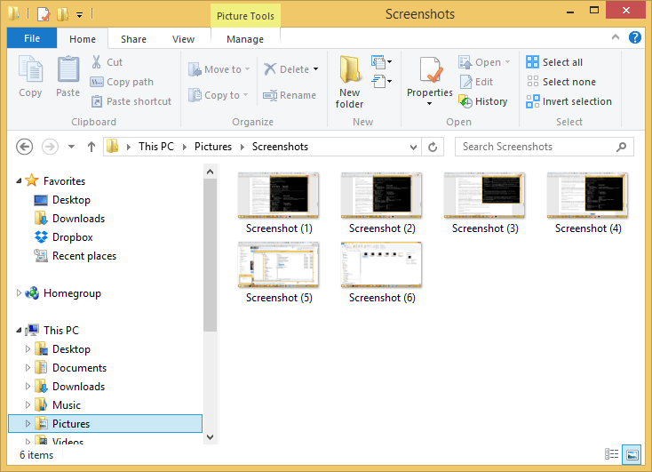 Screen Capture Image Files in Screenshot Folder