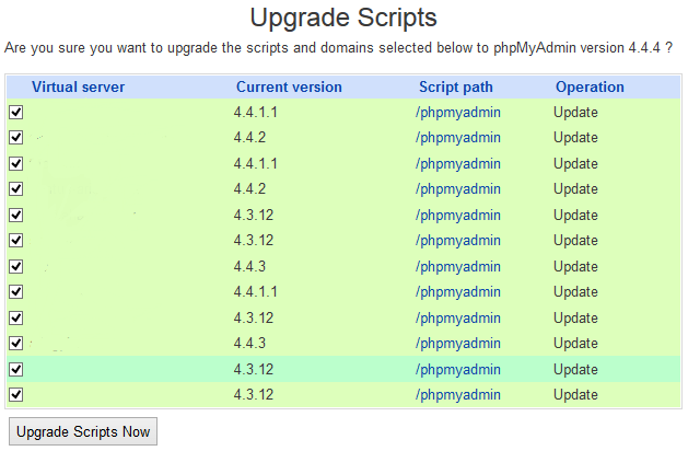 Automatically Upgrade Script on All Virtual Servers