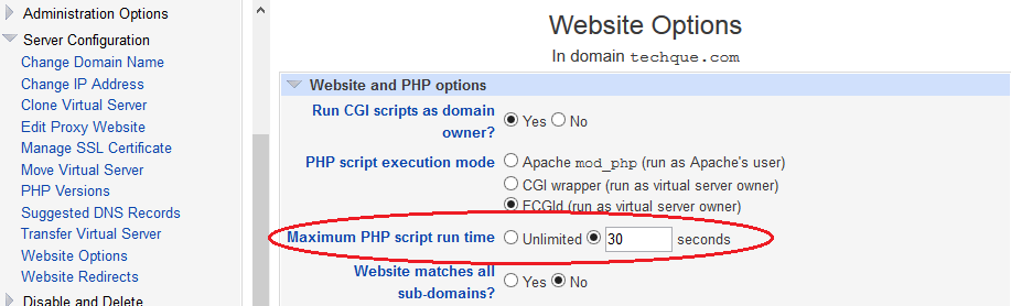 php time limit wordpress