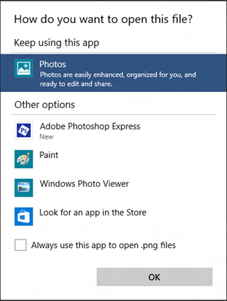 Windows 10 Default Apps Prompt Selection