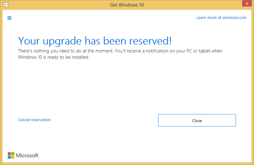 Cancel Windows 10 Upgrade Reservation