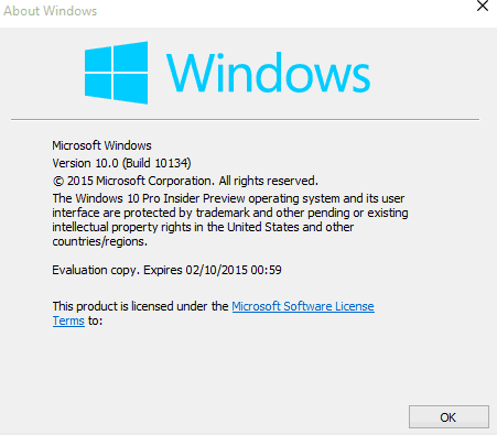 Windows 10 Build 10134