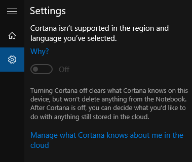 Cortana Isn't Available in Windows 10