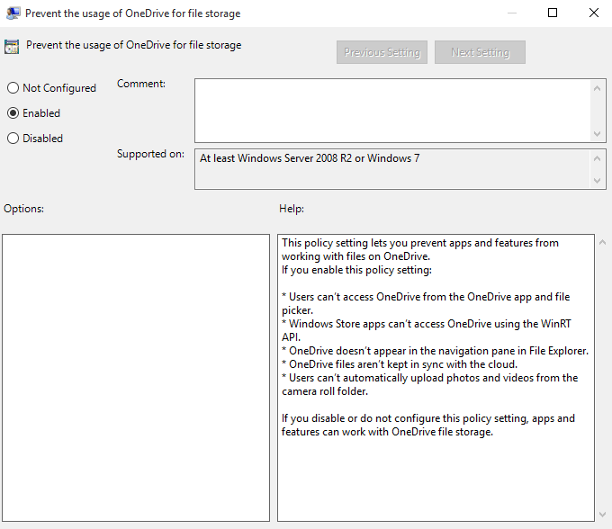 Disable OneDrive