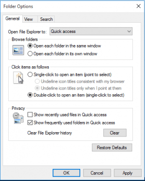 remove frequent folders windows 10
