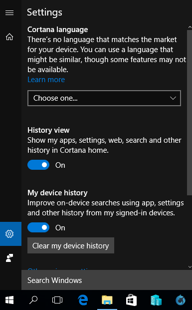 Select Cortana Language for Unsupported Region
