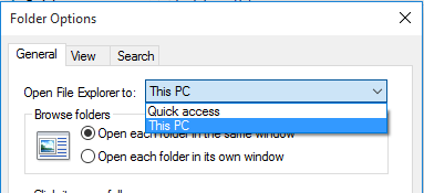 File Explorer Opens to This PC or Quick Access in Windows 10