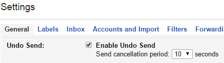 Enable Undo Send in Gmail