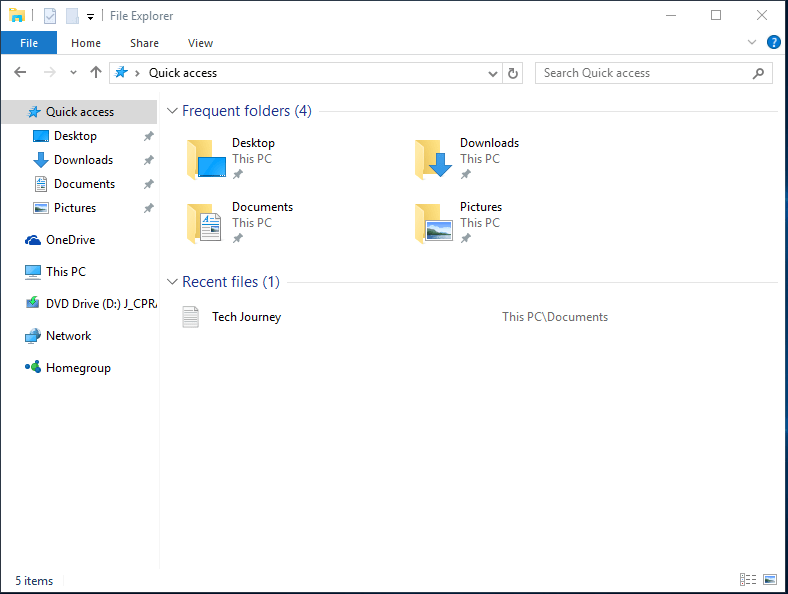 windows 10 quick access location