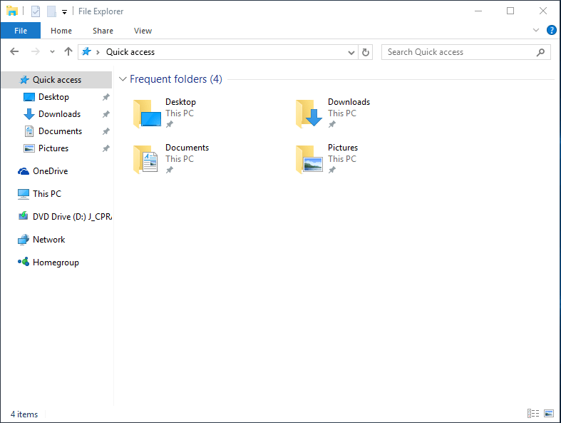 Quick Access View with No Recent Files