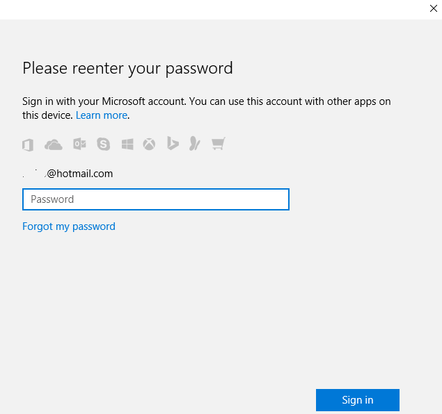 Remove PIN by Confirm Microsoft Account Password