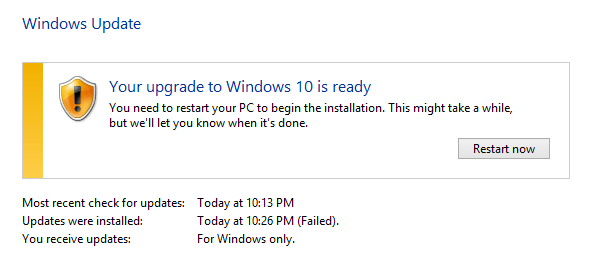 Begin Installing Windows 10 via Windows Update